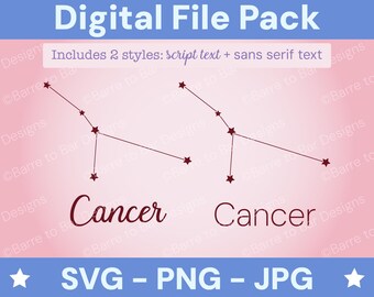 Cancer Constellation Digital Download – SVG, PNG & JPG Star Sign Files for Cricut or Silhouette