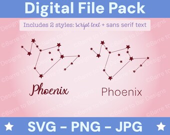 Phoenix Constellation Digital Download – SVG, PNG & JPG Star Sign Files for Cricut or Silhouette