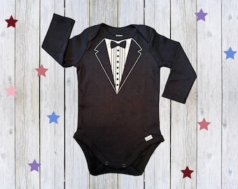Tuxedo Baby Bodysuit - Long Sleeve: Black Formal Outfit, Wedding Attire