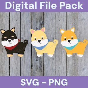 Shiba Inu Dog Digital Download - SVG PNG – Cute Bandana Puppy for Printables, Clip Art, Cricut & Silhouette Crafts