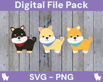 Shiba Inu Dog Digital Download - SVG PNG – Cute Bandana Puppy for Printables, Clip Art, Cricut & Silhouette Crafts