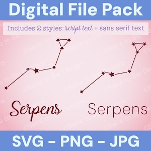 Serpens Constellation Digital Download – SVG, PNG & JPG Star Sign Files for Cricut or Silhouette