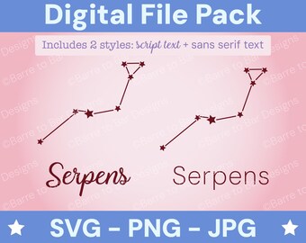Serpens Constellation Digital Download – SVG, PNG & JPG Star Sign Files for Cricut or Silhouette