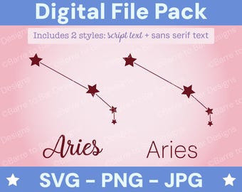 Aries Constellation Digital Download – SVG, PNG & JPG Star Sign File for Cricut or Silhouette