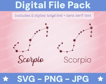 Scorpio Constellation Digital Download – SVG, PNG & JPG Star Sign Files for Cricut or Silhouette