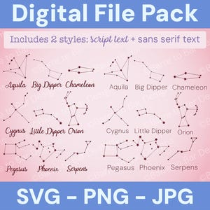 Constellation Digital Files: Orion, Pegasus, Cygnus - SVG, PNG, JPG