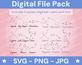 Constellation Digital Files: Orion, Pegasus, Cygnus - SVG, PNG, JPG
