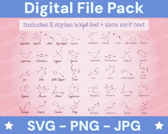Constellation Digital Files Bundle: Zodiac & More - SVG, PNG, JPG