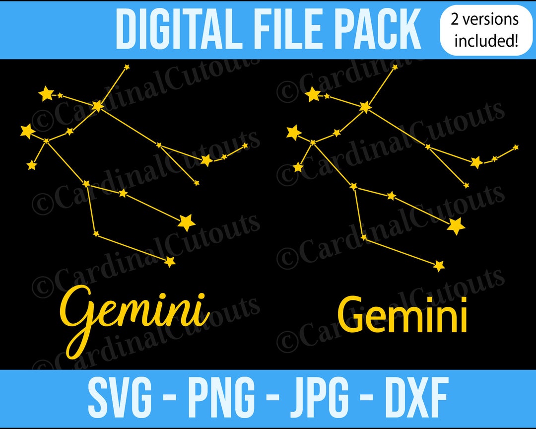 Gemini Constellation SVG, PNG, JPG, and Dxf Digital File Pack Etsy