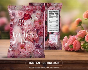 Mother's Day Chip bag Label, Mother's Day Chip Bag Wrapper, Happy Mother's Day Favors, Mother's day Chip bag,  Instant Download