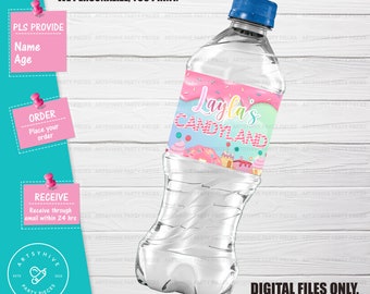 Candy Land Party Water Bottle Label, Candy Land Birthday Party, Candy land Water Bottle Wrapper, Digital Download, G03