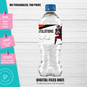 Trunk Party 2025 Water Bottle Label, Red and black Colors, Committed to College, College Send Off Water Bottle, Digital Downloads, TL-RB01