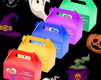 Halloween Monster Gable Box Labels | Printable Treat Box Wraps | Instant Download Party Favor Boxes | DIY Halloween Kids Party Decor