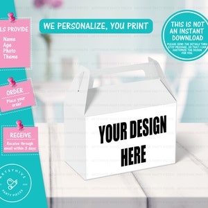 Custom Gable Box Label, Customized Party Gable Box, Digital Download