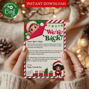 Elfenbrieven, elfaankomstbrief, bewerkbare elfenbrief, welkomstbrief van elf, hallo elfenbrief, afdrukbare kerstmis voor kinderen, Instant Download