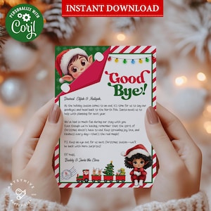 Cartas de despedida de elfo, Carta de elfo editable, Carta de elfo de Navidad, Cartas de regreso de elfo imprimibles, Cartas imprimibles de Navidad para niños, Descarga instantánea