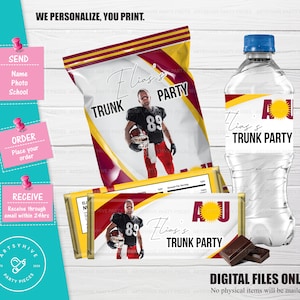 Trunk Party 2025 Bundle Labels, Red and Yellow Colors, Committed to College, College Send Off Chip bag, Candy Bar, Digital Downloads TL-RY01