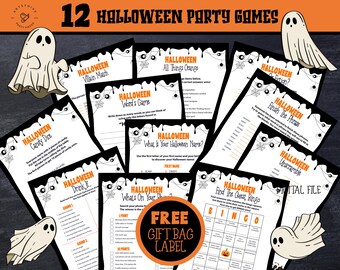 Halloween Printable Games Bundle, Halloween Games, Printable Activities, Party Games for Kids, Teens, Adults, Instant Download, HG01