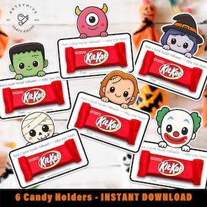 Halloween Candy Holders – Mummy, Witch, Doll, Zombie, Clown and Monster, Halloween Treats, Halloween Classroom Favors, Instant Download