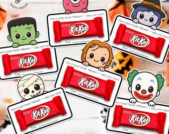 Porta dulces de Halloween: momia, bruja, muñeca, zombi, payaso y monstruo. Dulces de Halloween, recuerdos de Halloween para el aula. Descarga instantánea.