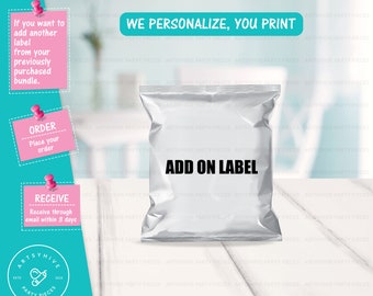 Custom Add on Label, Custom Labels Party Set, Digital Downloads