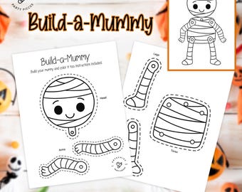 Build-a-Mummy Halloween Craft | Printable Cut & Assemble Activity | Kids DIY | Instant Download | Classroom Party Favor HBC