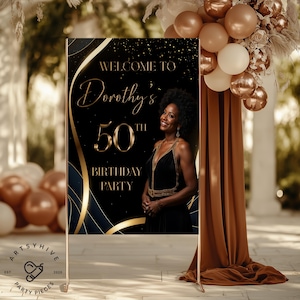 Letrero de 50 cumpleaños, letrero de bienvenida de 50 cumpleaños, decoración de 50 cumpleaños, póster de 50 cumpleaños, pancarta de 50 cumpleaños, letrero de bienvenida de cumpleaños, A01