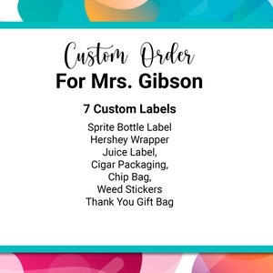 Custom Party Favors, Custom Party Labels, Printable Party Favors, Party Printable For Kids, Custom Birthday Party Labels For Mrs. Gibson