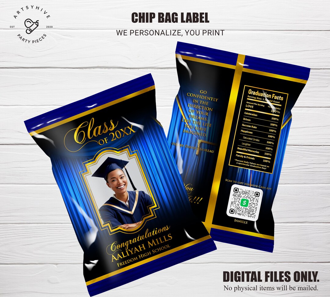 Personalized Graduation Chip Bag Label, Class of 2025 (digital Download ...