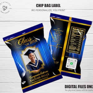 Graduation Chip Bags, Graduation Favors, Chip bag Label, Graduation 2025, Graduation Party Favors, Class of 2025, Digital Download, C02