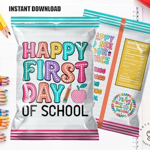 Étiquette de sac à puces pour la rentrée scolaire, sac à puces de bienvenue à la rentrée, sac à puces pour la première journée d'école, téléchargement immédiat, BS-C01