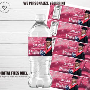 Personalized Graduation Water Bottle Labels: Class of 2025 (Digital Download)