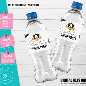Trunk Party 2025 Water Bottle Label, Orange and Teal Colors, Committed to College, College Send Off Water Bottle, Digital Downloads TL-OT01