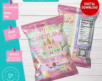 Digital Download Candy land Chip Bag, Custom Chip bag for birthday party