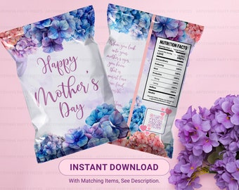 Mother's Day Chip bag Label, Mother's Day Chip Bag Wrapper, Happy Mother's Day Favors, Mother's day Chip bag,  Instant Download