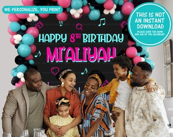 Musical Birthday Backdrop, Personalized Dance Party Banner (Digital Download)