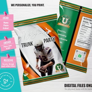 Trunk Party 2025 Chip bag Label, Purple and white Colors, Committed to College, College Send Off Chip bag, Digital Downloads, TL-OG01