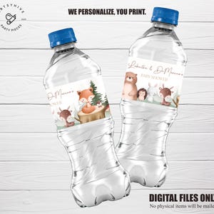 Woodland Water Bottle Label, Woodland Baby Shower Water Bottle Label, Woodland Party Favor, Woodland Party Decor, Water Bottle Wrapper BSB01