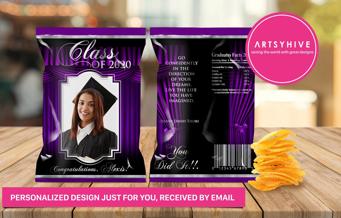 Personalized Graduation Chip Bags Digital Chip Bags Class of | Etsy