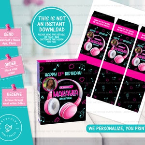 Musical Inspired Candy Box Wrapper, Dance and Musical Birthday Party Favor, Custom Party Favors, Girl Birthday Party, Digital Download