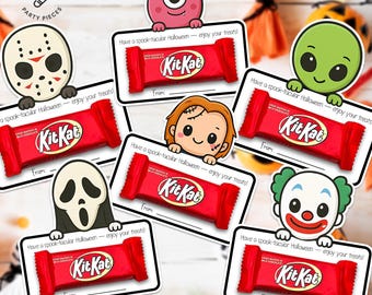 Halloween Candy Holders – Spooky Doll, Alien, Scary Clown, Monster, Masks, Halloween Treats, Halloween Classroom Favors, Instant Download