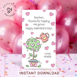 Étiquette-cadeau modifiable pour la Saint-Valentin, Merci de m'avoir aidé à grandir, Étiquettes d'appréciation des enseignants, Saint-Valentin en classe, Téléchargement numérique, V04