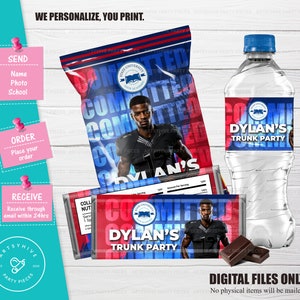 Trunk Party 2025 Bundle Labels, Blue and Red Colors, Committed to College, College Send Off Labels, Digital Downloads, TL-BR02