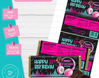 Custom Candy Bar Wrapper, Dance and Musical themed Birthday Party Favor, Digital Download