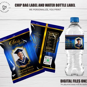 Graduation Party Favors, Graduation Chip Bags, Water Bottle Label, Class of 2025 Party Favors, Graduation Party Decors, Graduation 2025, C02