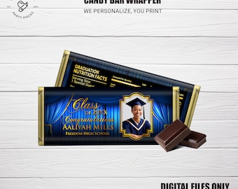 卒業式用キャンディーバーのラッピングペーパー、卒業記念品、キャンディーバーのラベル、2025年卒業式、卒業パーティーの記念品、デジタルダウンロード、C02