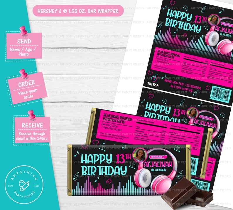 Custom Musical Inspired Party Favors Set, Dance and Music Birthday Party labels, Personalized Dance Party Set, Digital Download image 2