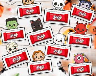 Porta caramelos de Halloween, fiesta de Halloween, regalos, golosinas de Halloween, recuerdos de Halloween para el aula, regalos de fiesta, regalos espeluznantes, descarga instantánea