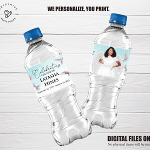 Memorial Favors, Water Bottle Label, Funeral Favors, Personalized Keepsakes, Custom Funeral Favors, Digital Downloads, M02