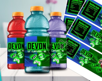 Gamer Birthday Party, Custom Sports Drink Label (Digital Download)